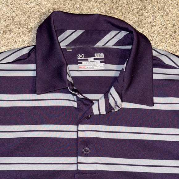 Under Armour Mens L Heat Gear Loose Performance Polo Golf Shirt Lot of 3 Striped - Picture 8 of 16